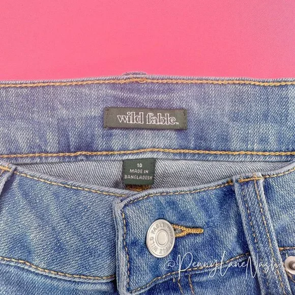 Wild Fable Super-High Rise Denim Mini Skirt Blue Check - Picture 6 of 11